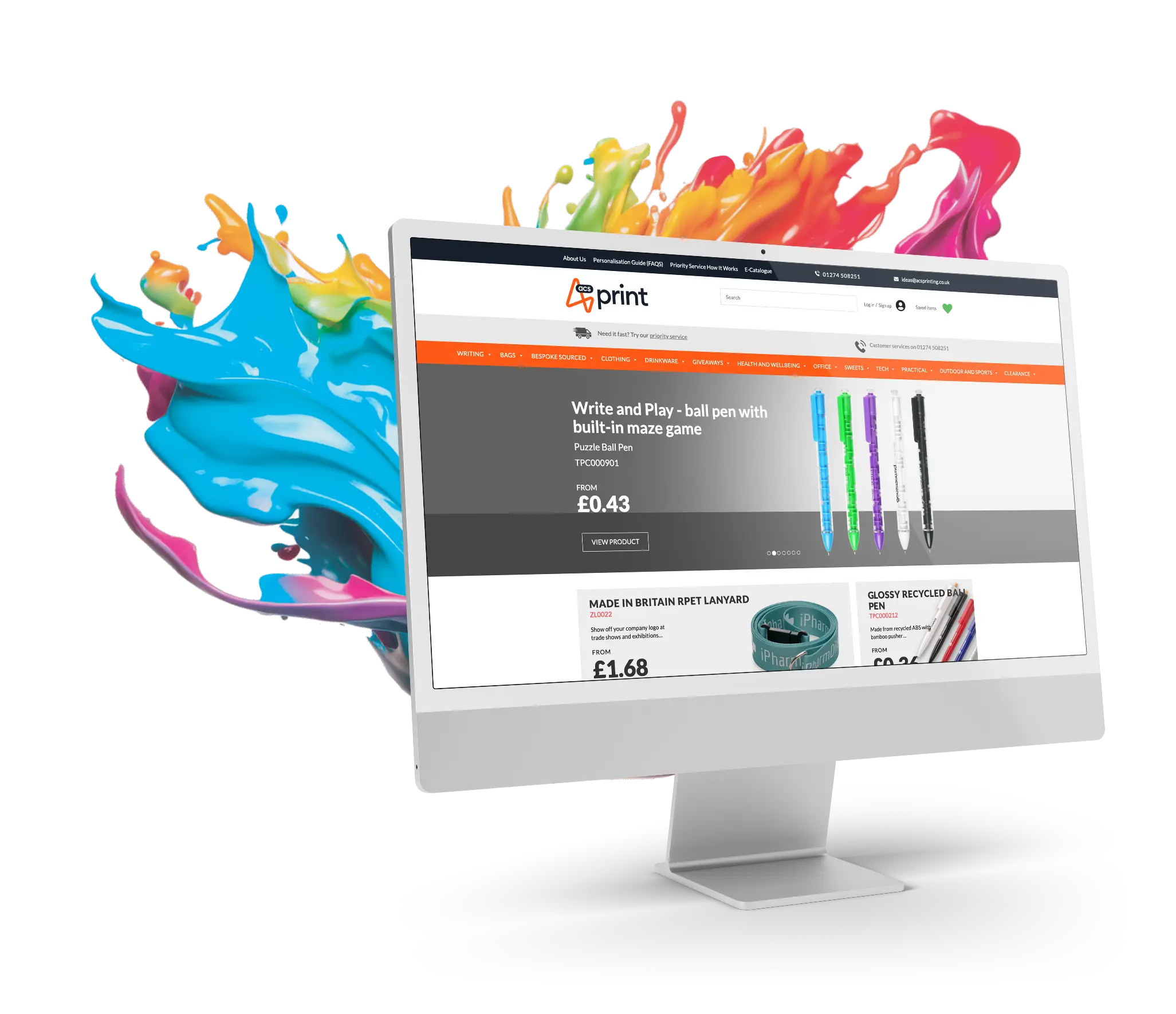 Image of computer screen with the web store open on the display